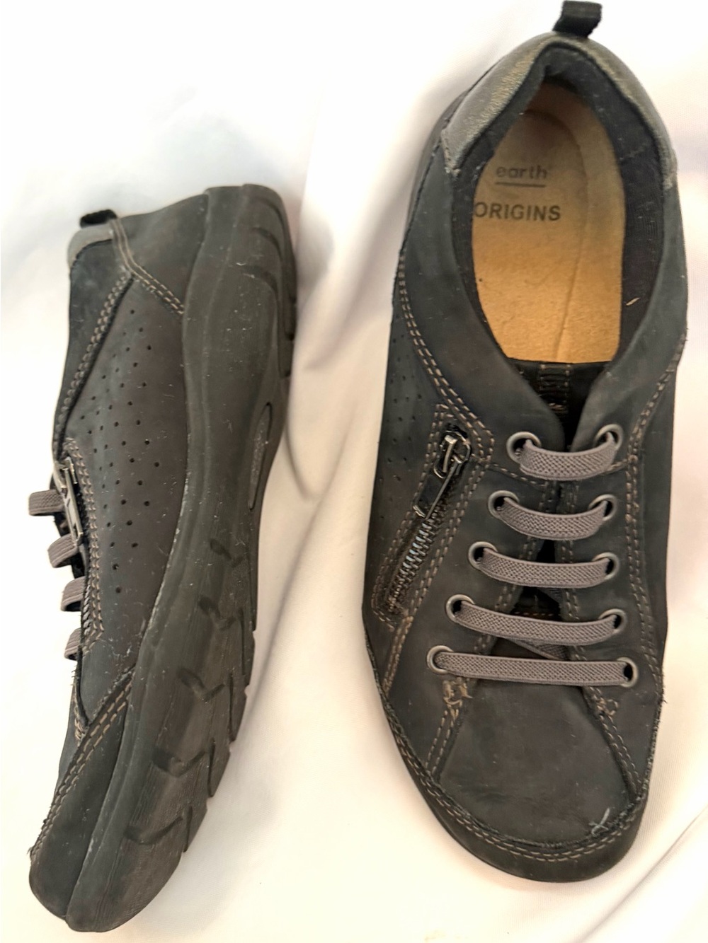 Earth Origins Dark Gray Perforated Lace-Up Sneaker with Side Zipper - Picture 15 of 16